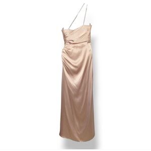 Galina Signature Charmeuse Draped One Shoulder Dress in Sand #GS290018 Size 6